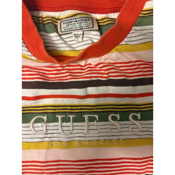 Vintage Guess Originals Los Angeles Striped Mens Shirt Sz Small - Picture 3 of 3